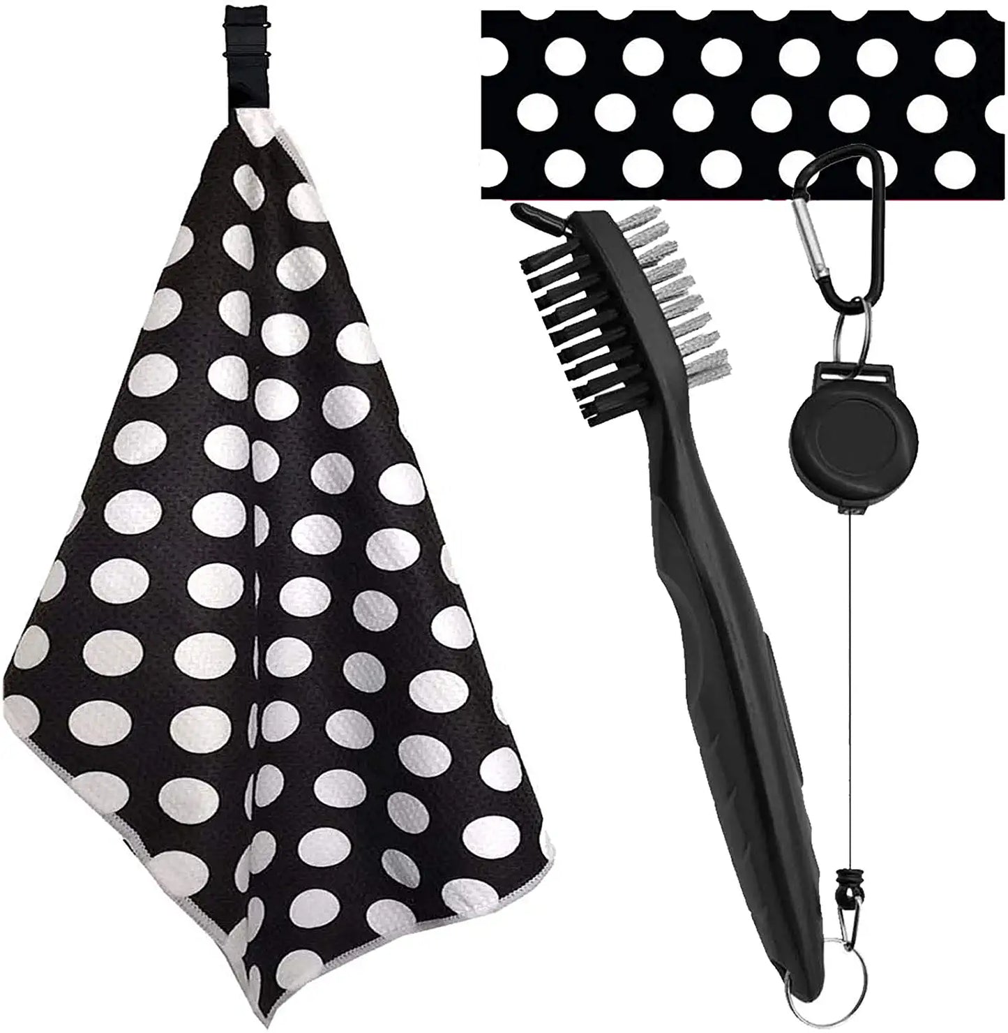 Golf Towels for Golf Bags with Clip and Brush Set