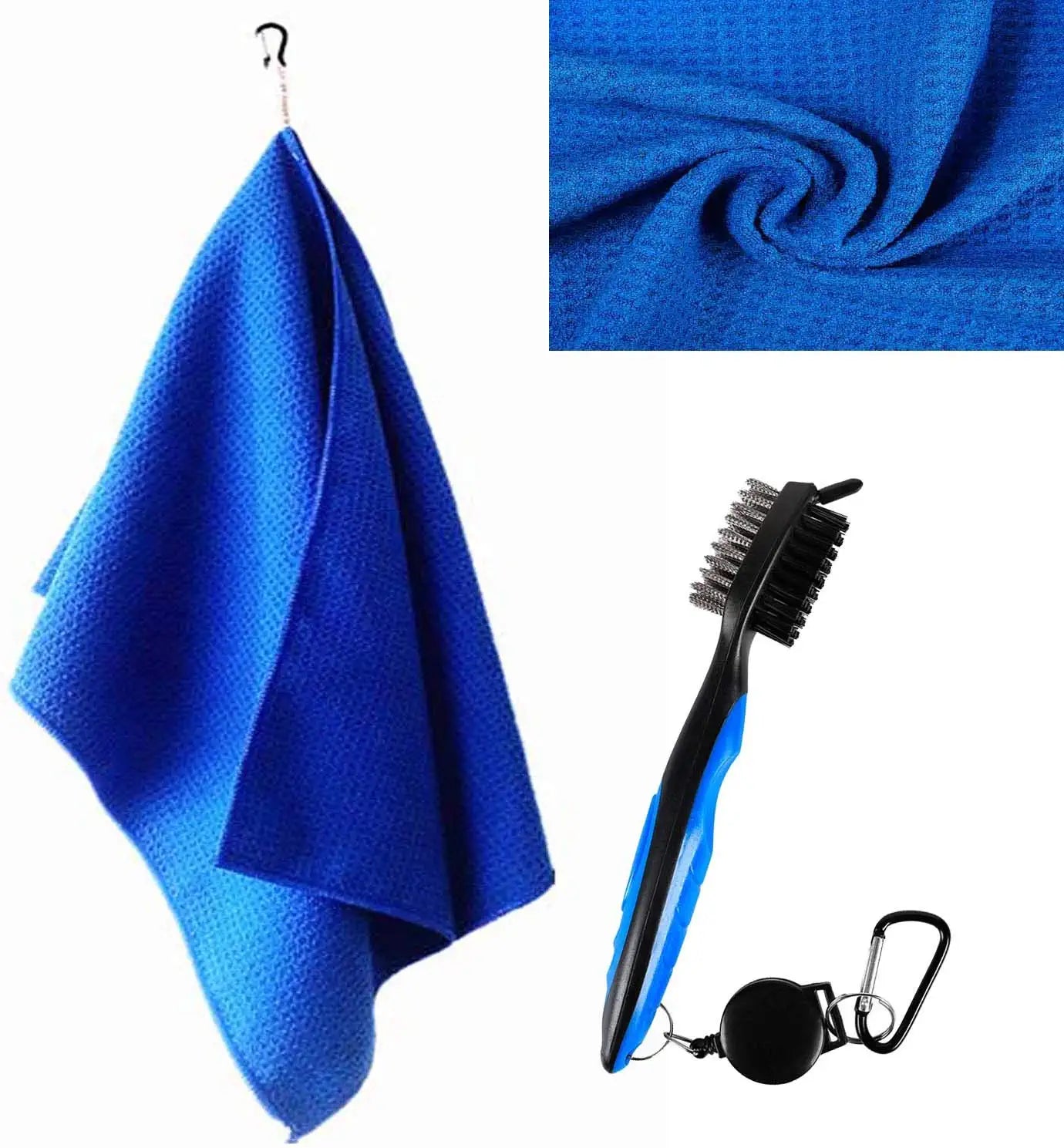 Golf Towels for Golf Bags with Clip and Brush Set