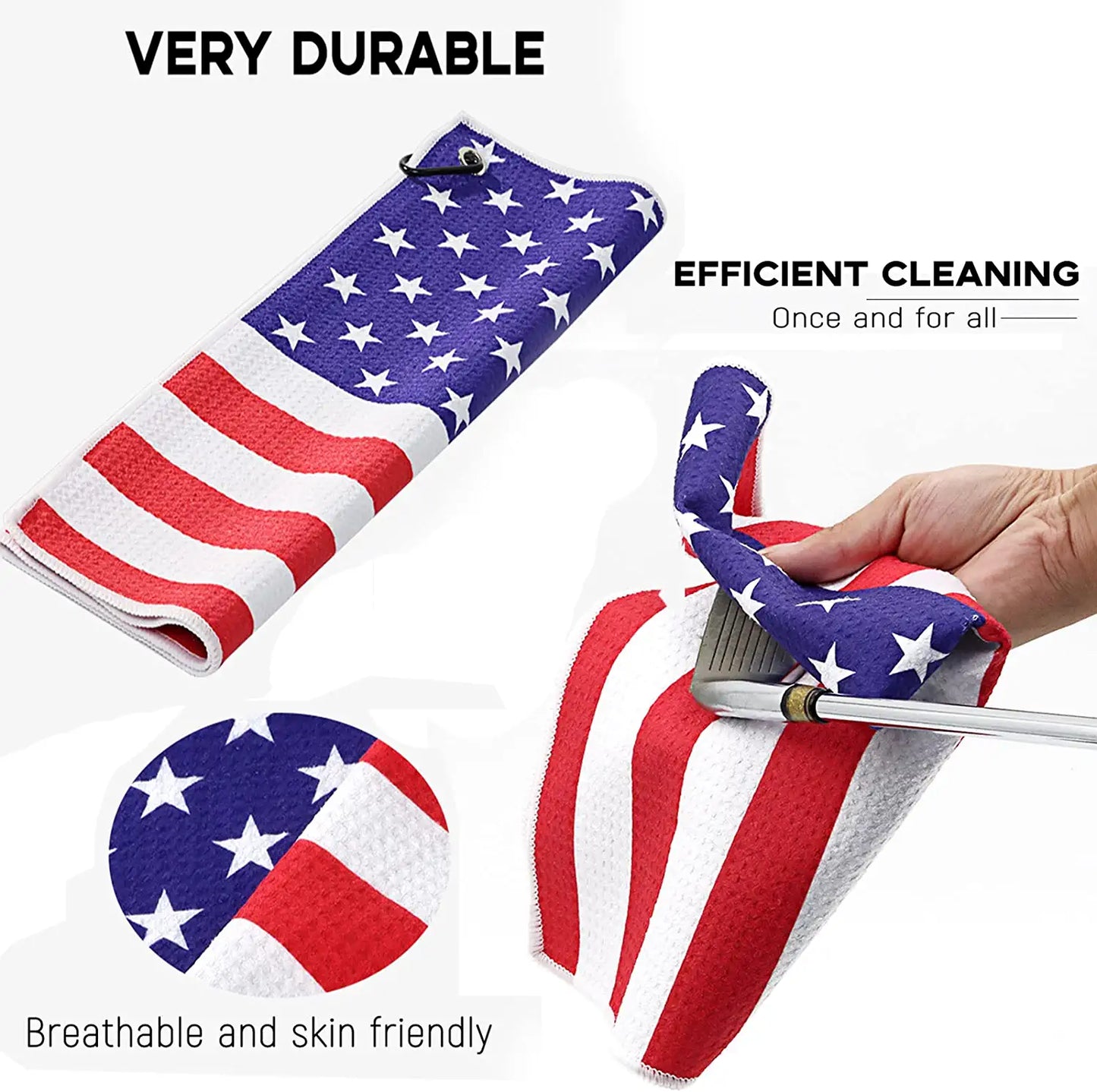 Golf Towels for Golf Bags with Clip and Brush Set
