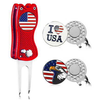 Golf Divot Repair Tool Ball Marker Cap Clip Tools Gift Pack