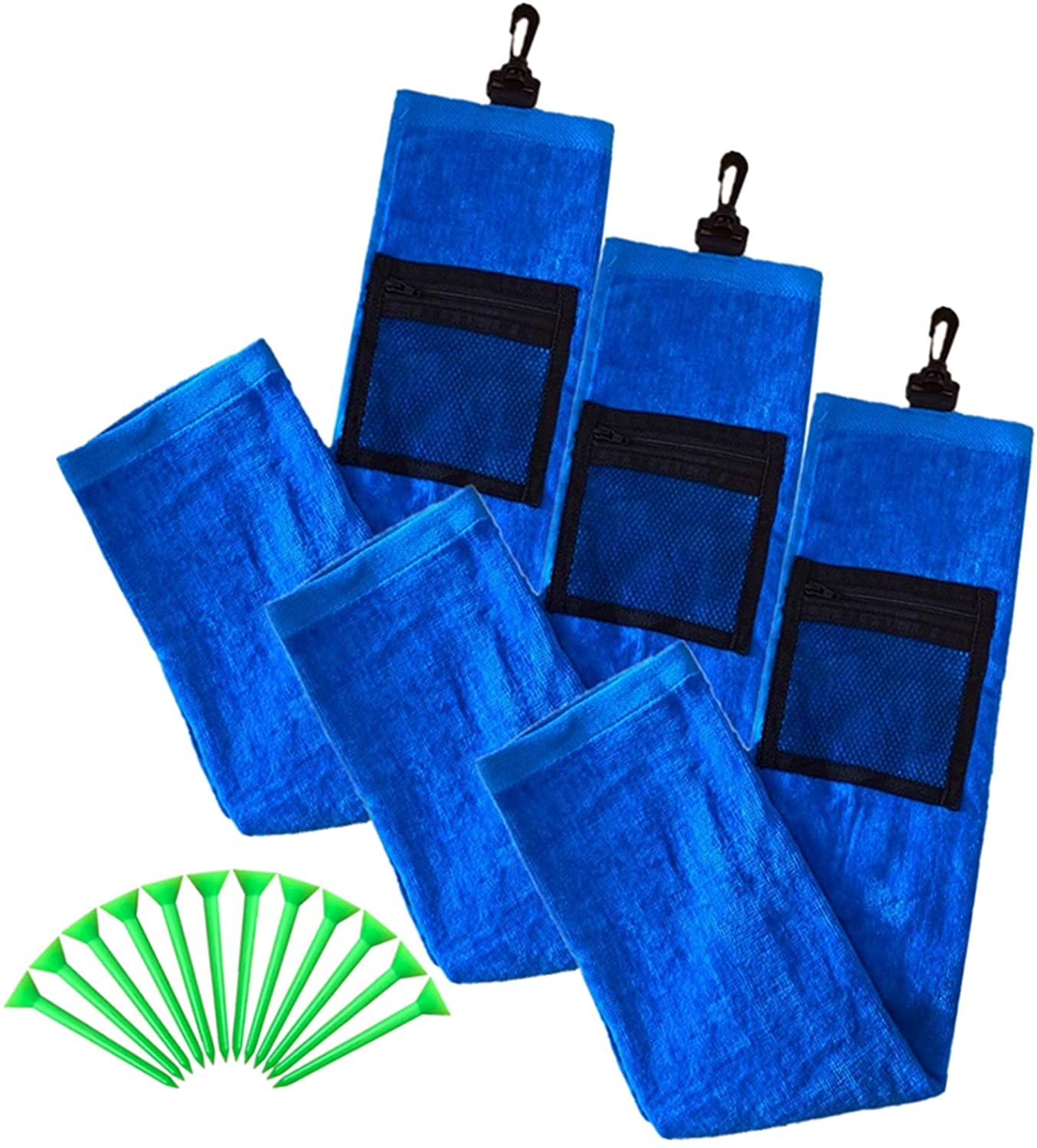 Golf Towels with Clip Mesh Pouch 3 Pack 24’’X16’’