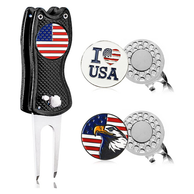 Golf Divot Repair Tool Ball Marker Cap Clip Tools Gift Pack