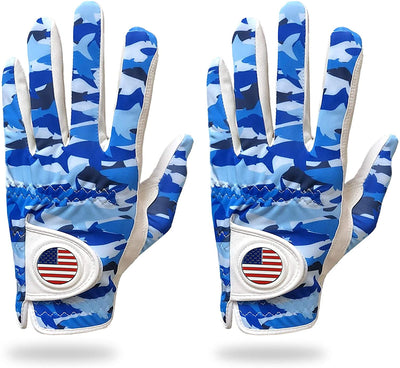Golf Gloves Men USA Flag Value 2 Pack Leather