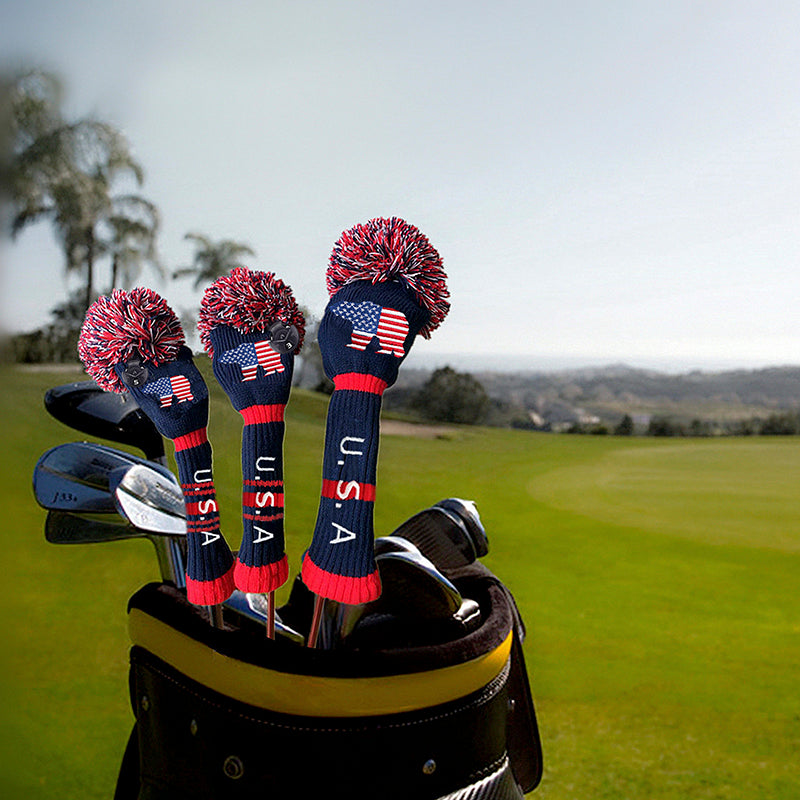 Knit Golf Head Covers for Woods and Driver Fairway Hybrids