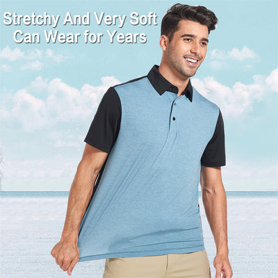 New Dry Fit Short Sleeve Golf Shirt Men Light Blue