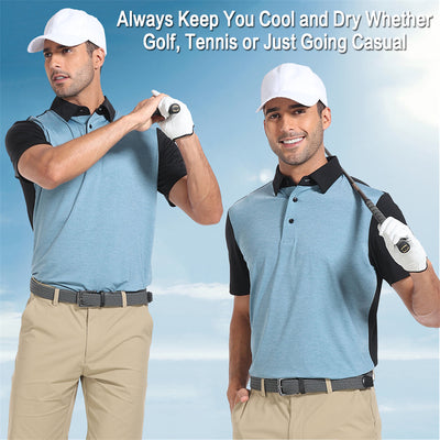 New Dry Fit Short Sleeve Golf Shirt Men Blue