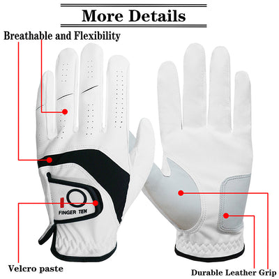 Golf Gloves Men Leather All Weather Grip 5 Pack