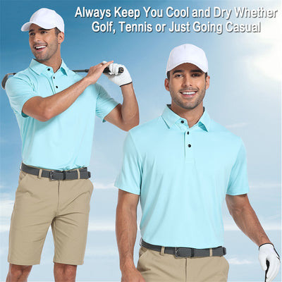 Chemise de golf à manches courtes New Performance Fit pour homme, bleu 