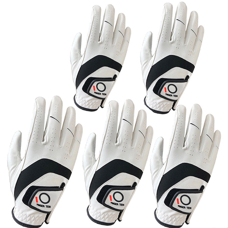 Golf Gloves Men Leather All Weather Grip 5 Pack