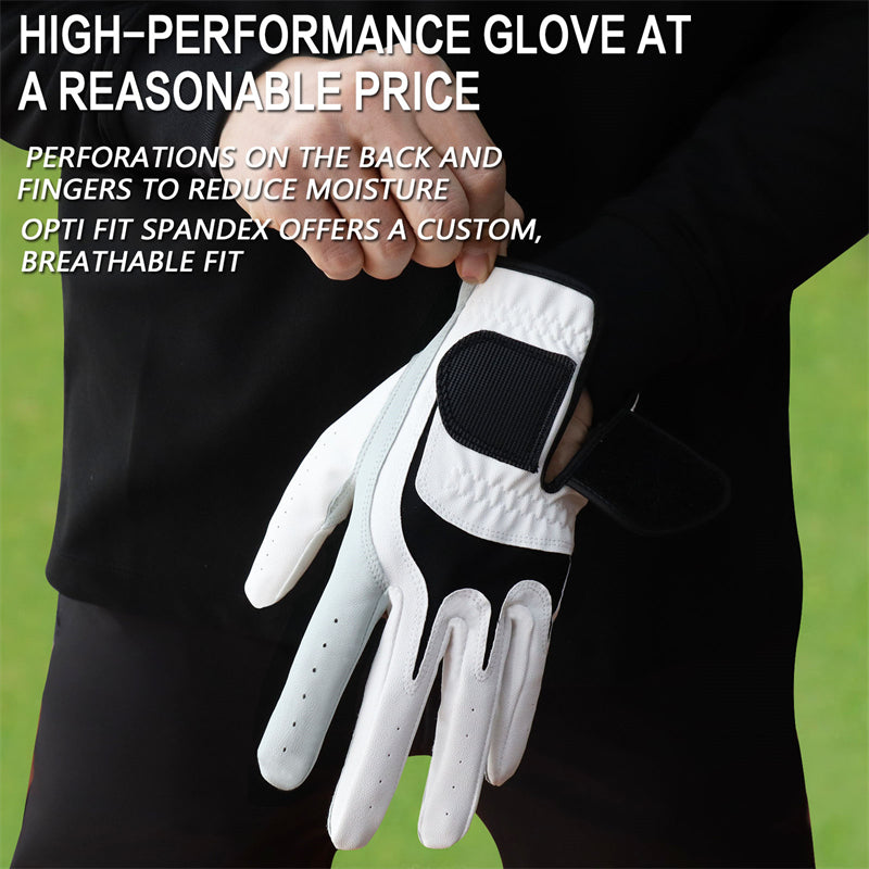 Men's Golf Gloves Leather All Weather Grip 6 Pack