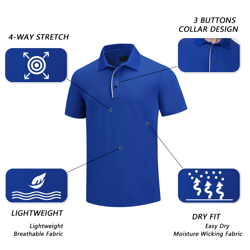 Tour Fit Short Sleeve Golf Shirt Men Blue