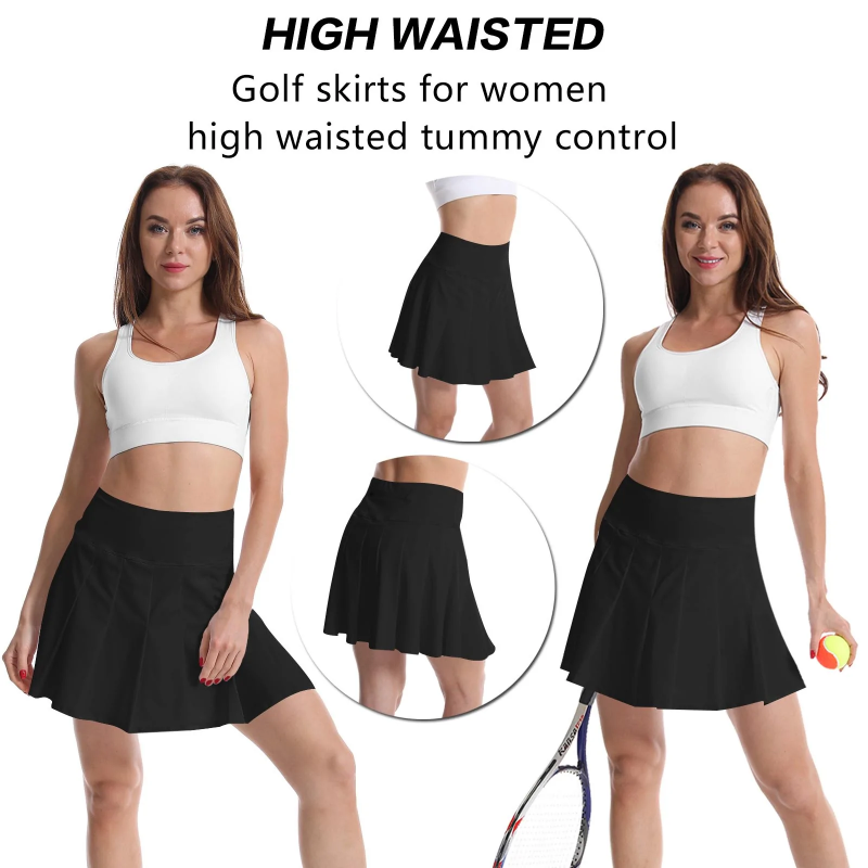Golf Women s Tennis Skirts Pleated High Waisted White FINGER TEN