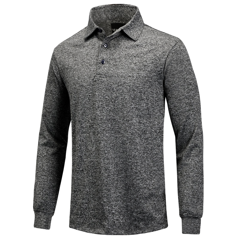 Dry Fit Long Sleeve Golf Shirt Men Grey