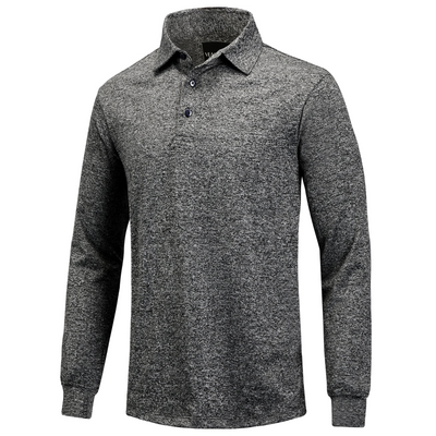 Dry Fit Long Sleeve Golf Shirt Men Light Grey