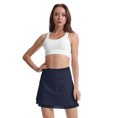 Jupes de golf et de tennis pour femmes, style athlétique, avec poches, bleu marine 