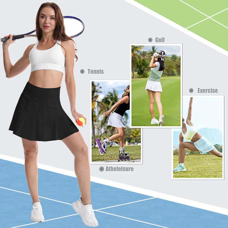 Jupes de golf et de tennis plissées pour femmes, taille haute, bleu marine 