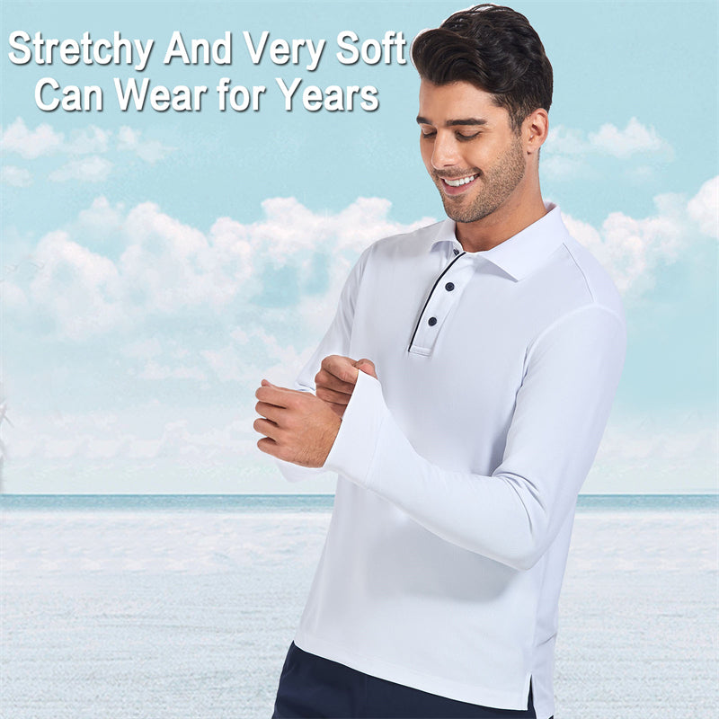 New Tour Fit Long Sleeve Golf Shirt Men Black