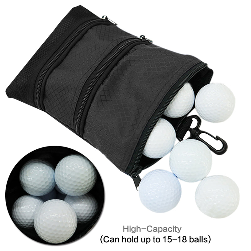 Golf valuables Pouch, Zipper Golf Ball Bag with 3 Pockets