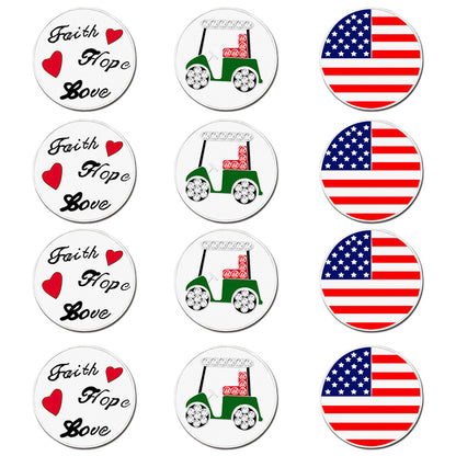 Golf Ball Markers 12 Pack Assorted Patterns