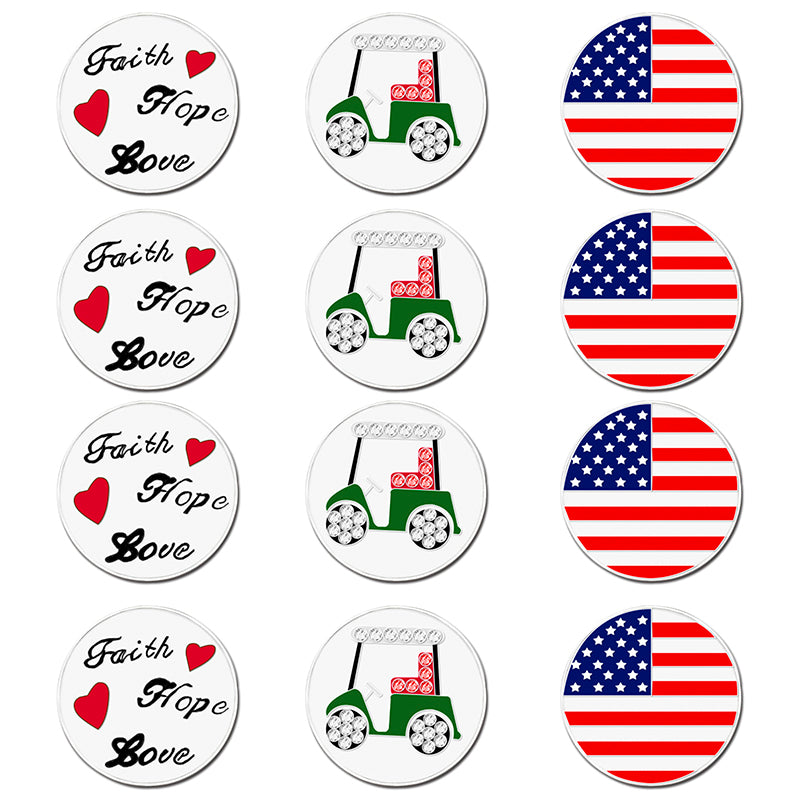 Golf Ball Markers 12 Pack Assorted Patterns