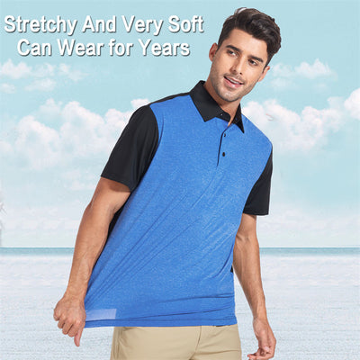 New Dry Fit Short Sleeve Golf Shirt Men Blue