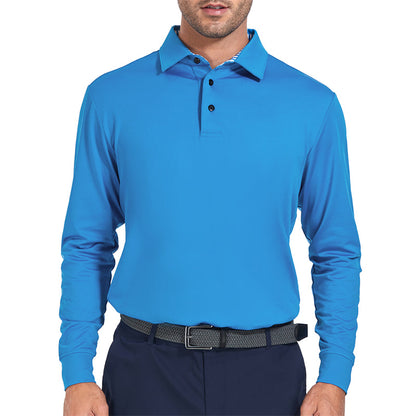 Performance Fit Long Sleeve Golf Shirt Men Red