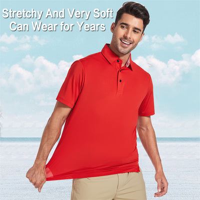 New Performance Fit Short Sleeve Golf Shirt Men Red