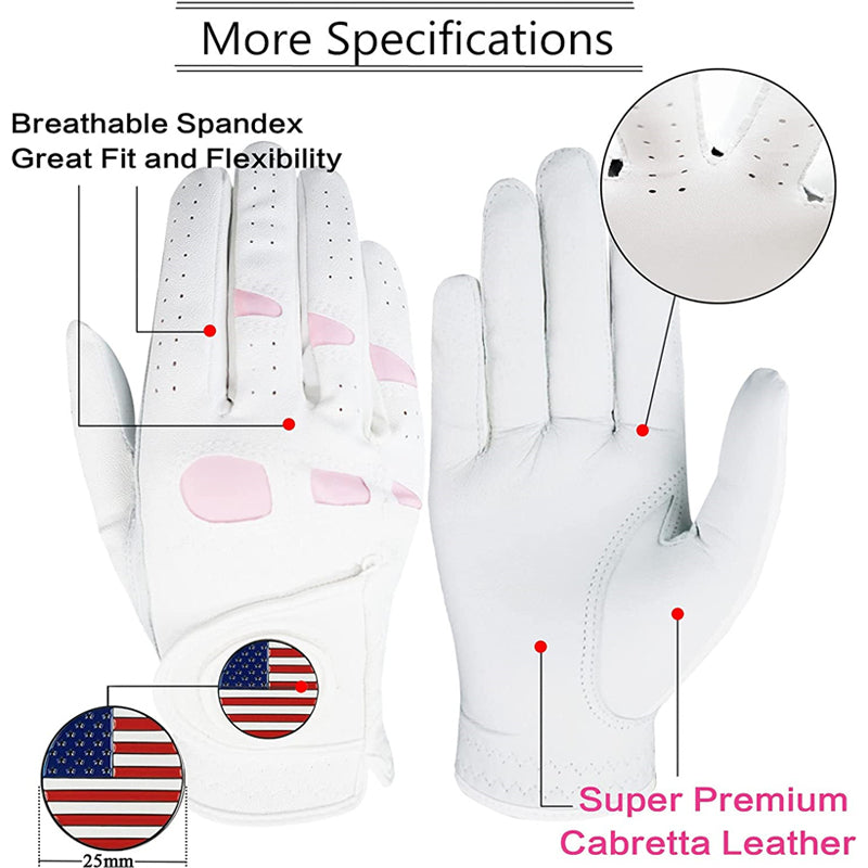 Women's Golf Gloves with Ball Marker 2 Pack