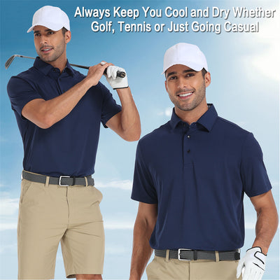 New Performance Fit Short Sleeve Golf Shirt Men Blue