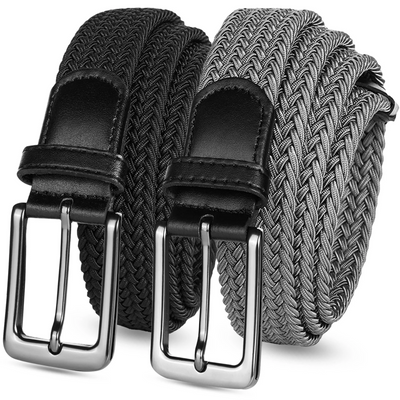 Golf Belts for Men 2 Pack/3 Pack Braided Elastic Fabric Stretch Canvas