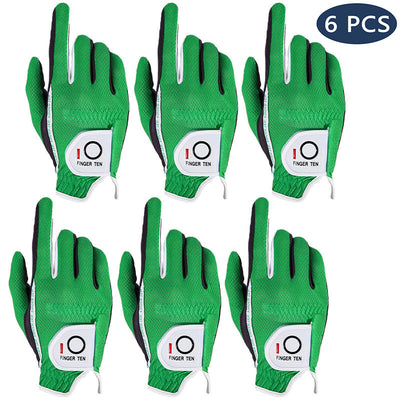 Lot de 6 gants de golf colorés pour homme, pour temps chaud et humide