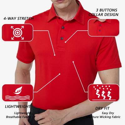 Performance Fit Short Sleeve Golf Shirt Men Red