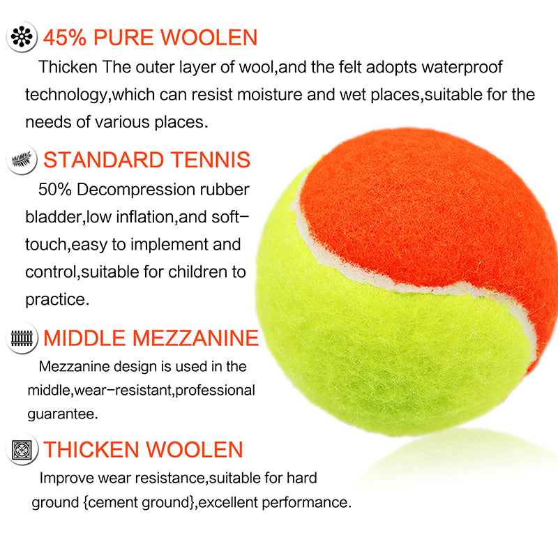 Kids Tennis Balls 12/18 Pack Orange Low Compression Stage Pressureless Bulk Training Tool