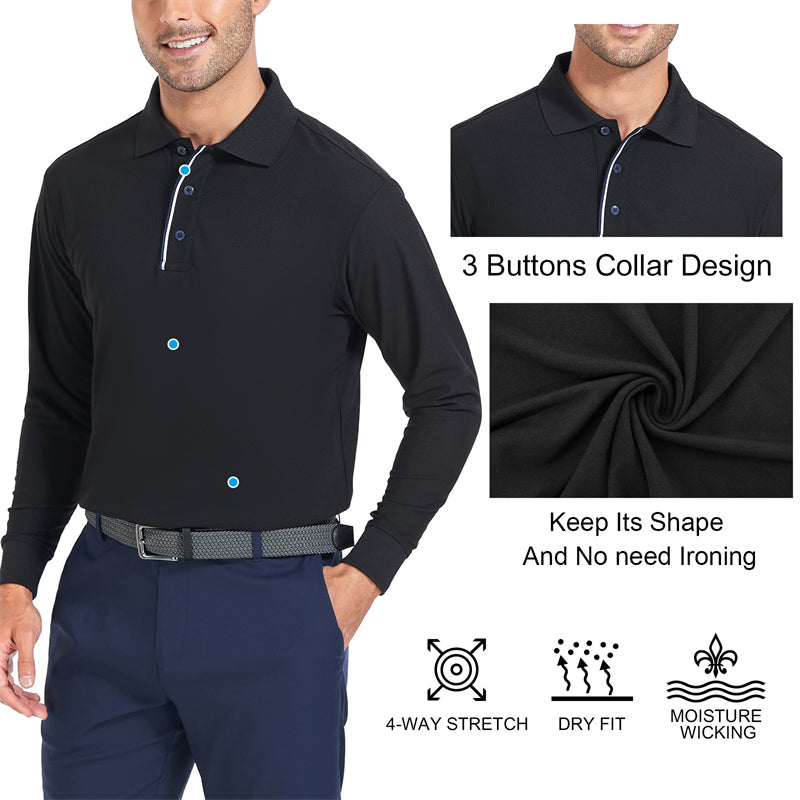 Nouveau polo de golf à manches longues Tour Fit pour homme, blanc 