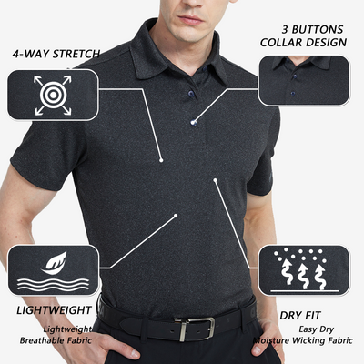 Dry Fit Short Sleeve Golf Shirt Men Black