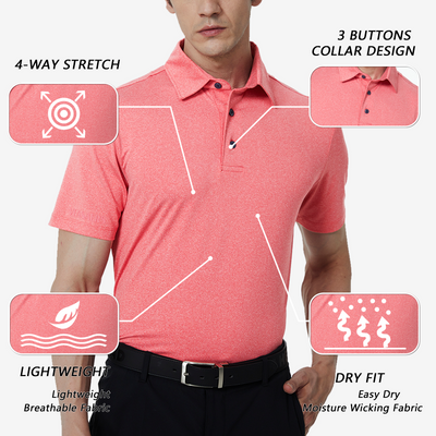 Dry Fit Short Sleeve Golf Shirt Men Red