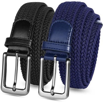 Elastic Mens Belt 1 3/8 Width, Casual Stretch Woven Golf Belt For