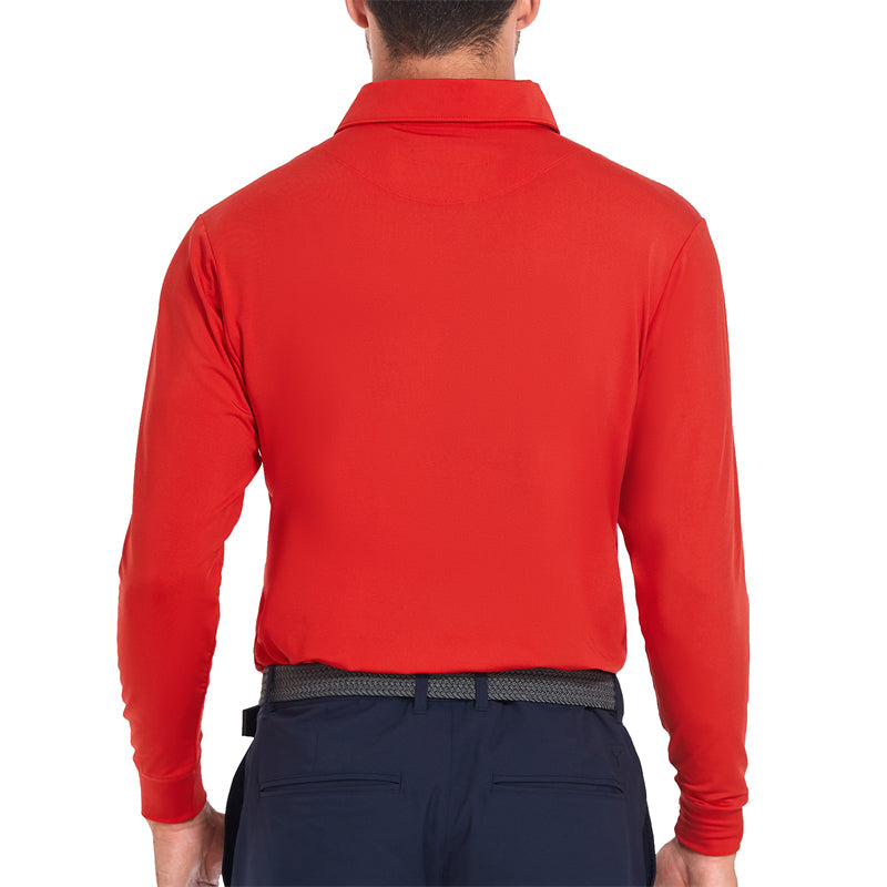 Performance Fit Long Sleeve Golf Shirt Men Red