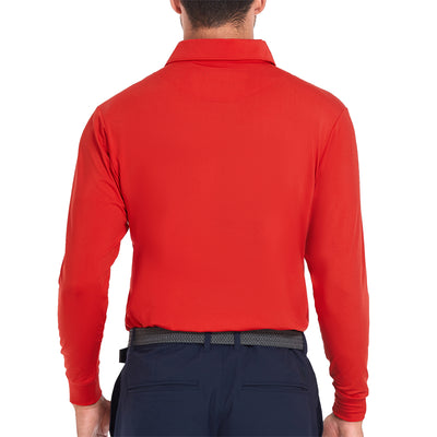 Performance Fit Long Sleeve Golf Shirt Men Blue