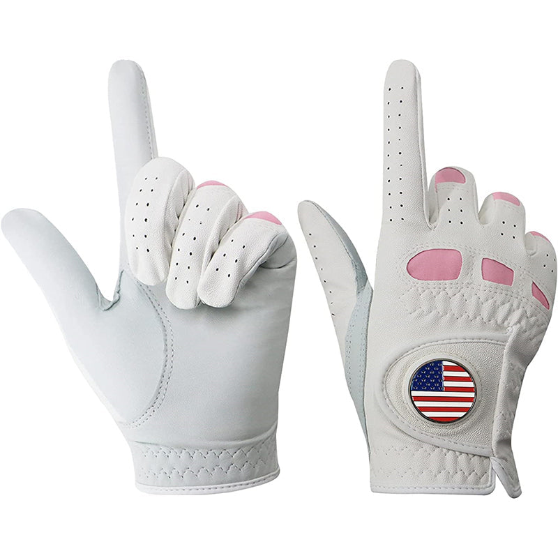 Lot de 2 gants de golf pour femme avec marqueur de balle 