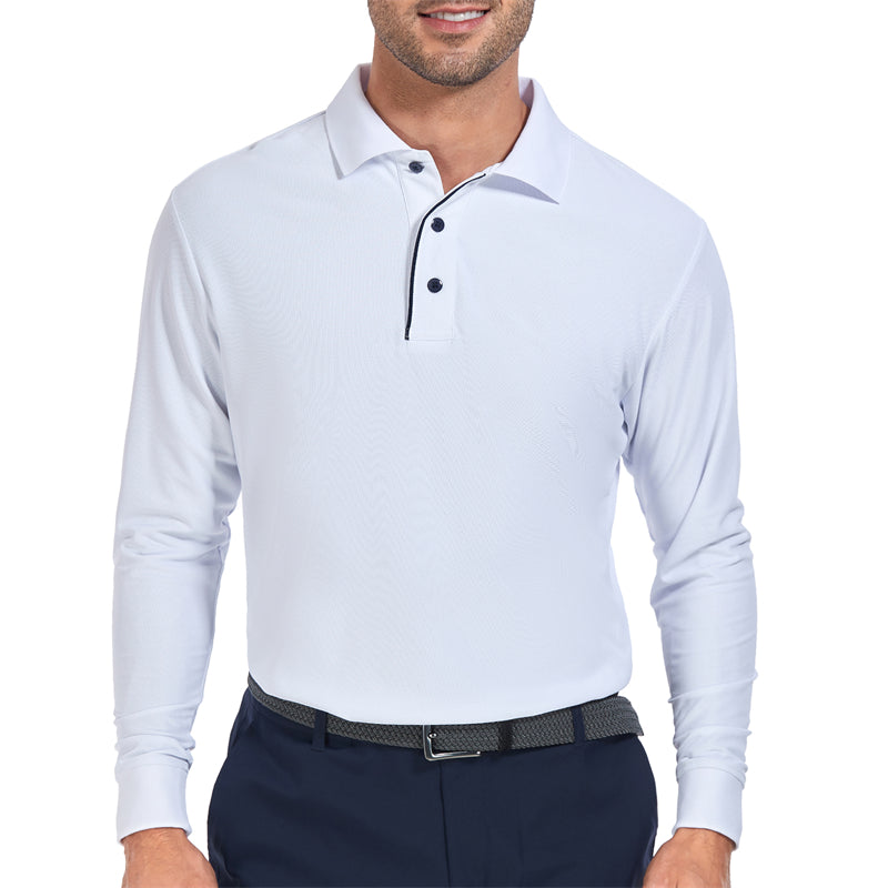 Neu Tour Fit Langarm Golfshirt Herren Weiß 