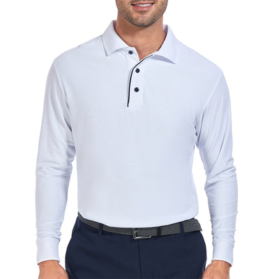 Nouveau polo de golf à manches longues Tour Fit pour homme, blanc 