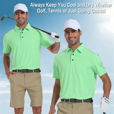 Nouveau polo de golf à manches courtes Performance Fit pour homme, vert 