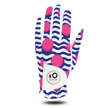 1 Pack Golf Gloves Women Full Finger Leather with Ball Marker