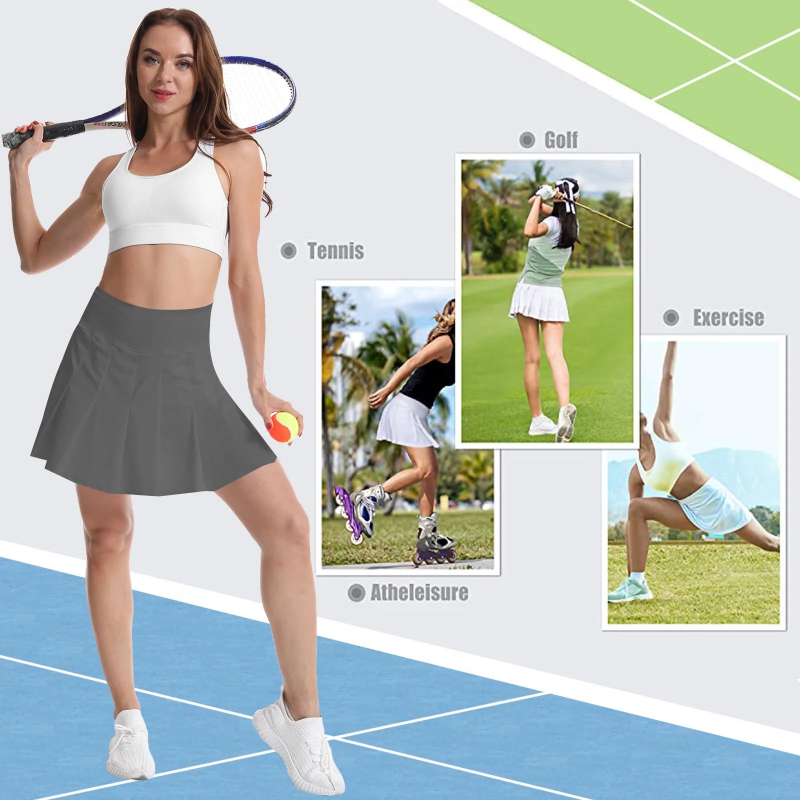 Jupes de golf et de tennis plissées pour femmes, taille haute, bleu marine 