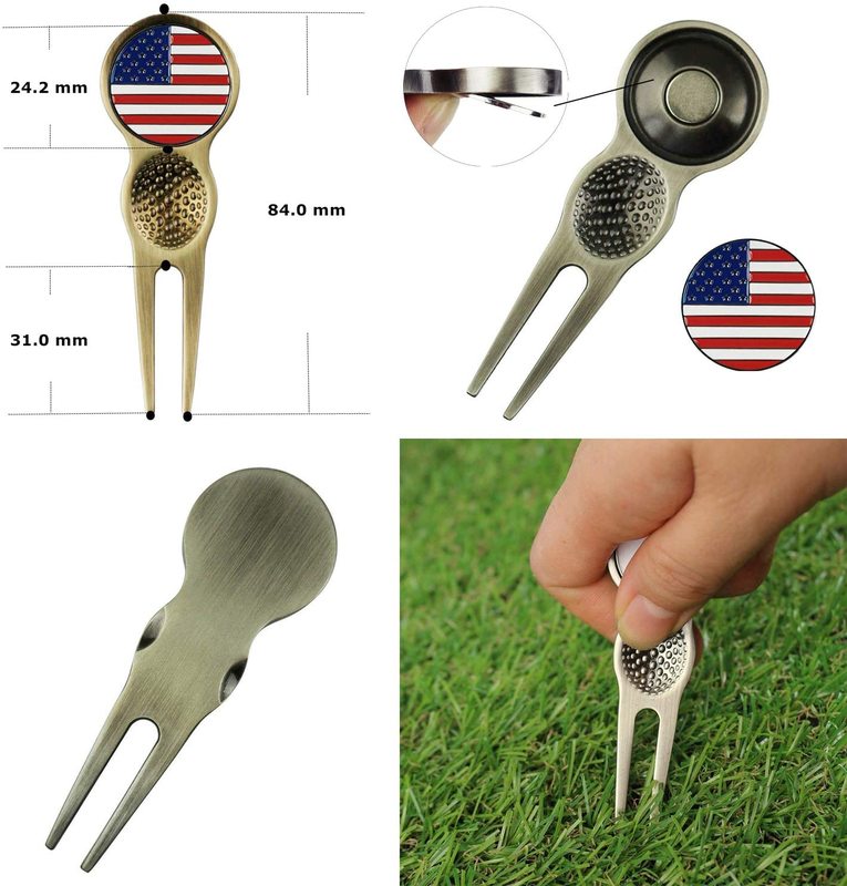 Golf Pouch Bag Multi Pocket Clip Zipper Hook to Bag, with 10 Pcs Wooden Golf Tees Value Set, Durable Nylon Valuables Holder - fingertensport