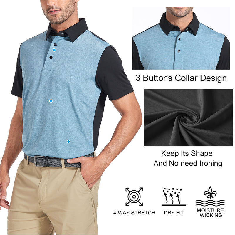 New Dry Fit Short Sleeve Golf Shirt Men Blue