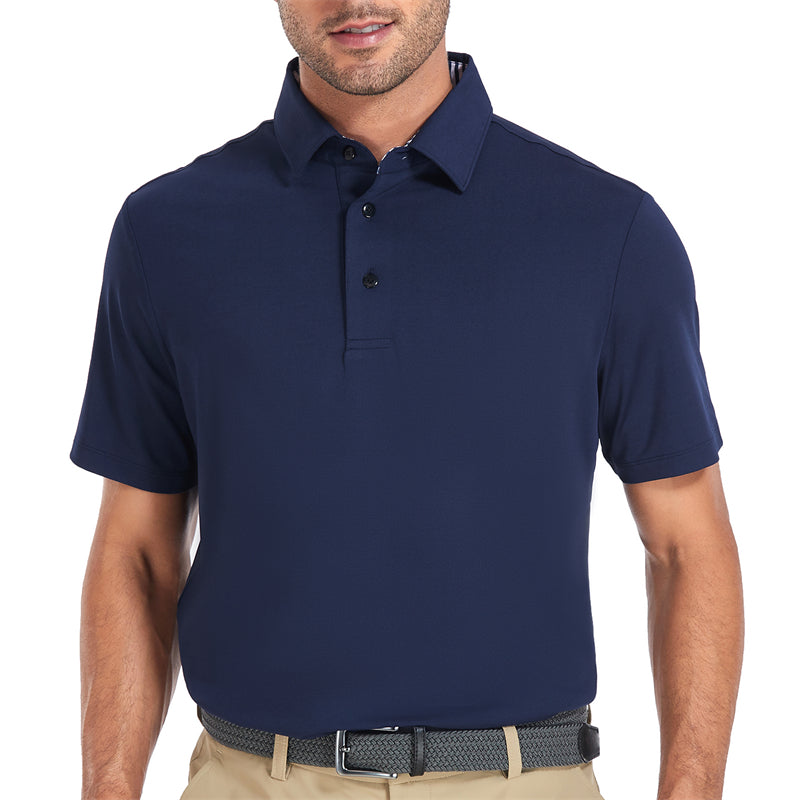 New Performance Fit Short Sleeve Golf Shirt Men Navy