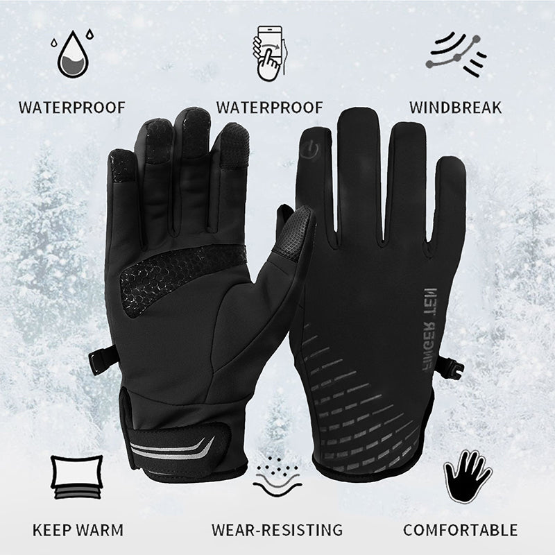 handschuhe touchscreen warm Winterhandschuhe für Herren, zum Laufen, Touchscreen, winddicht, Radfahren, wasserdicht – FINGER TEN