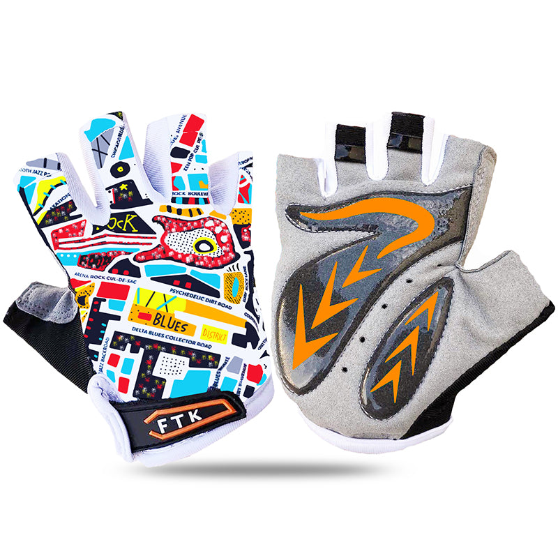 Kids Cycling Gloves 1 Pair Gel Padding Bicycle Half Finger Outdoor Sport
